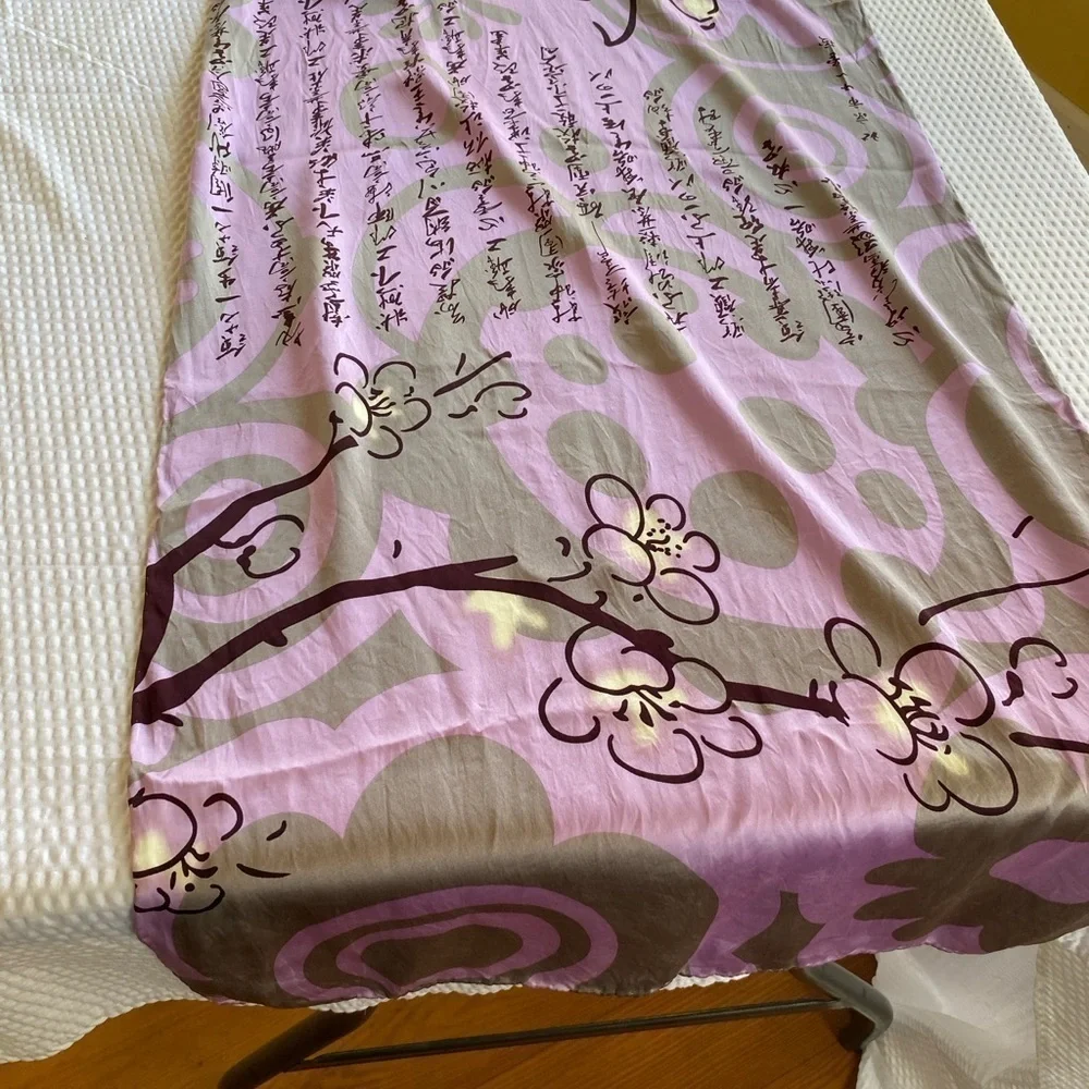 Handmade Scarf Silk Long Purple Lilac Gray 65”